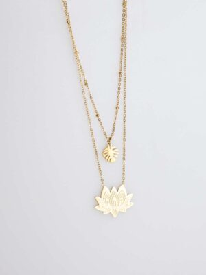 Collar Hoja Loto Doble